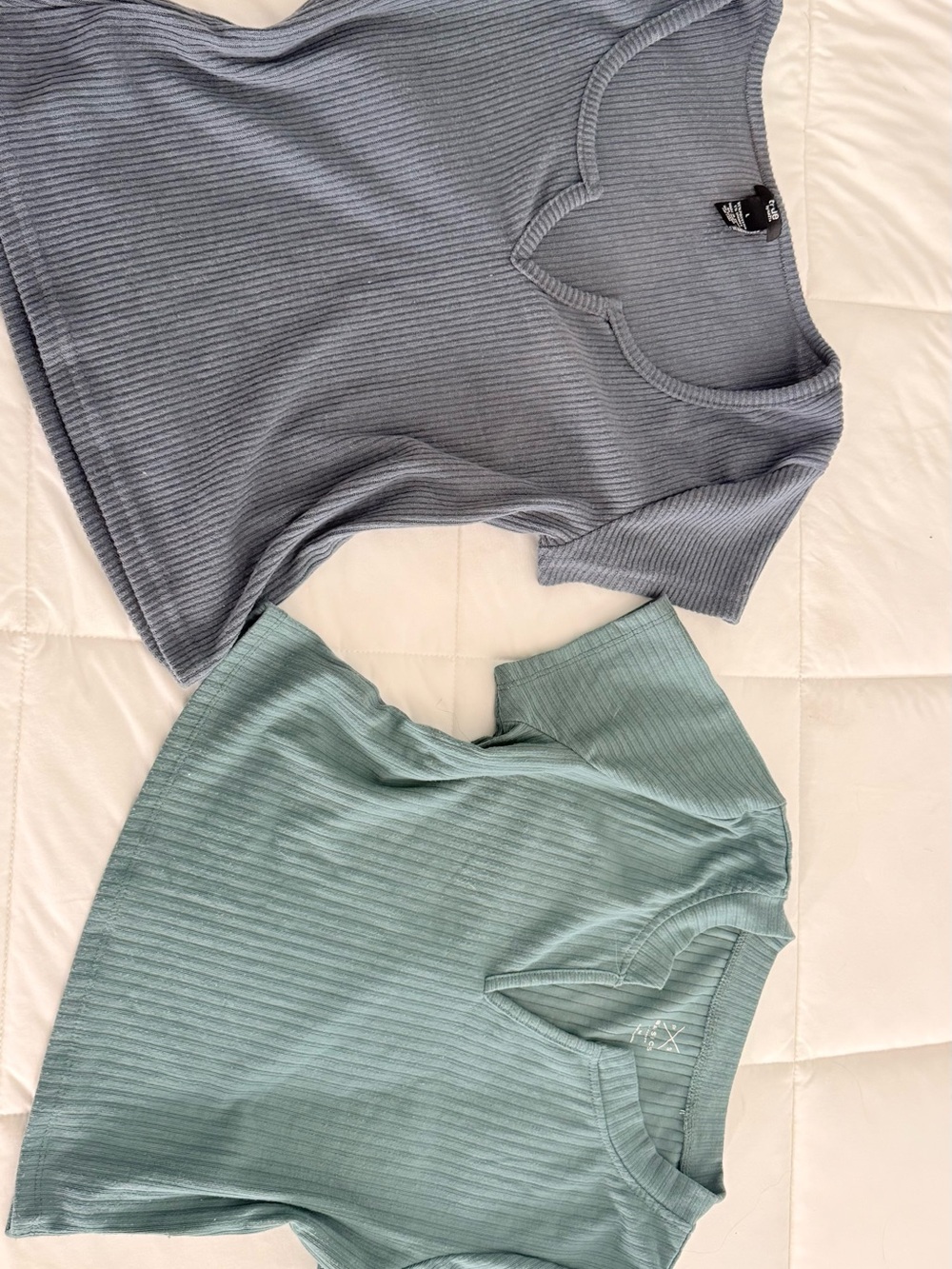 PacSun Ribbed Short-Sleeve Tops - Blue & Mint